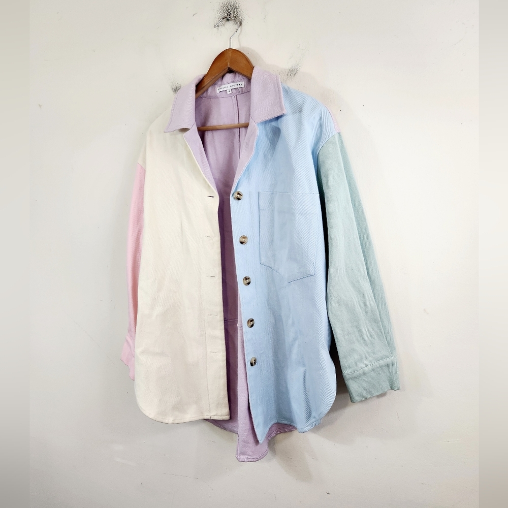 English Factory Pastel Colorblock Button-Up Jacket - Picture 3 of 7